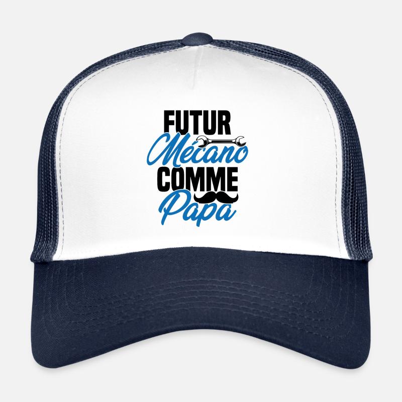 Futur mécano comme papa Cadeau futur mécano - Casquette trucker - blanc/marine