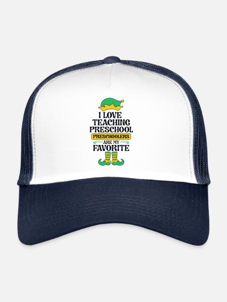 Preschool Teacher Elf Christmas Pre-K School I - Trucker Cap - white/navy - Front