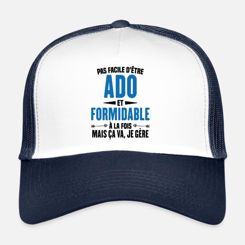 Pas Facile d'Être Ado Et Formidable À La Fois - Casquette trucker  - blanc/marine