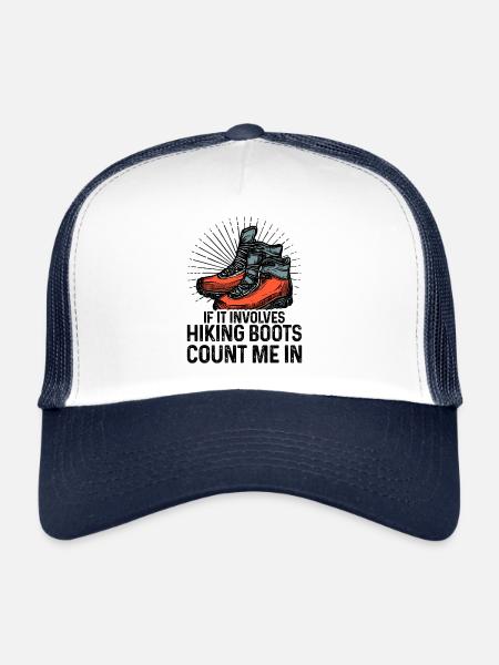 If It Involves Hiking Boots Count Me In Hiking Tre - Trucker Cap - Weiß/Navy - Vorne