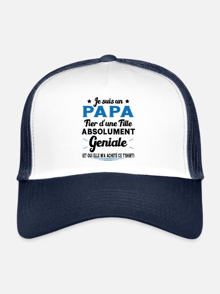 Je suis un papa fier d'une fille Cadeau pour papa - Casquette trucker  - blanc/marine