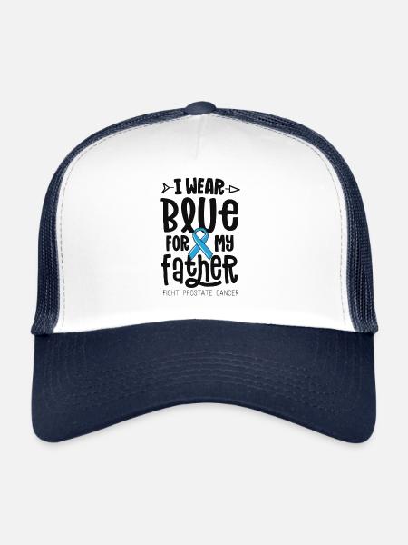 Je porte du bleu pour mon père Cancer de la prostate - Casquette trucker  - blanc/marine - Devant