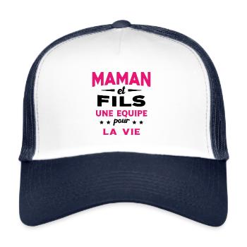 Maman et Fils une equipe Cadeau Fête Des Mères - Casquette trucker  - blanc/marine - Devant