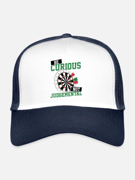 Be Curious No Judgemental Dart Player Darts Bullse - Trucker Cap - white/navy - Front