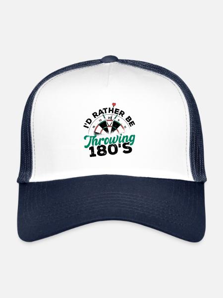 I'd Rather Be Throwing Darts And Board Dartplayer - Trucker Cap - white/navy - Front