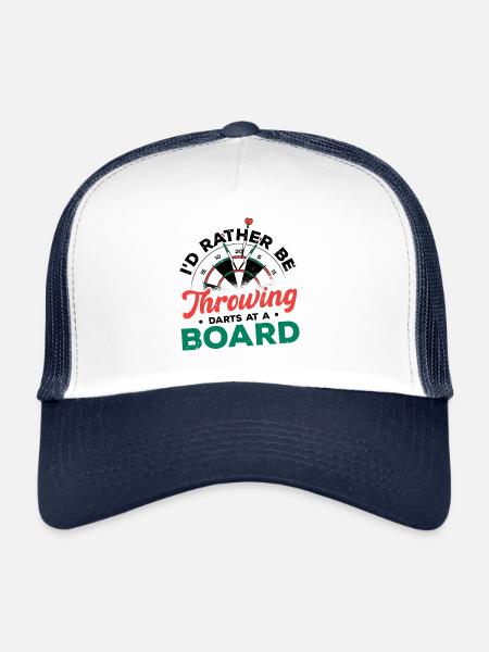 I'd Rather Be Throwing Darts And Board Dartplayer - Trucker Cap - white/navy - Front