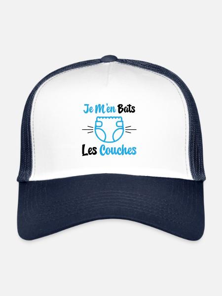 Je M'en Bats Les Couches Cadeau Body Fun Enceinte - Casquette trucker  - blanc/marine - Devant