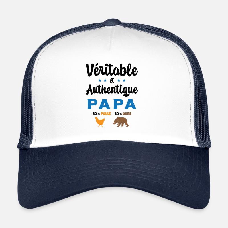 Homme Véritable et Authentique Papa Poule et Ours Casquette trucker 
