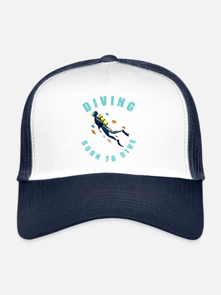 Plongée née pour le plongeur Taucher - Casquette trucker  - blanc/marine - Devant
