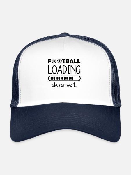Chargement de football s’il vous plaît attendre Dictons de football - Casquette trucker  - blanc/marine - Devant