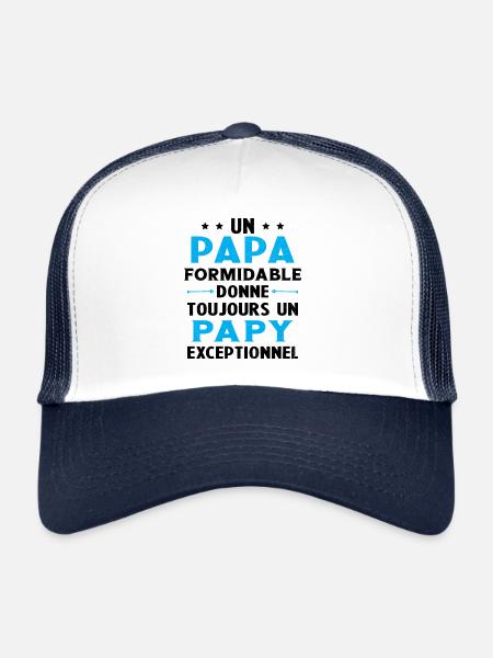 Un papa formidable - Papy exceptionnel Cadeau - Casquette trucker  - blanc/marine - Devant
