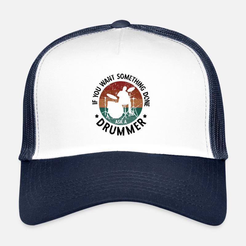 Schlagzeug Spieler Drummer - Trucker Cap - Weiß/Navy
