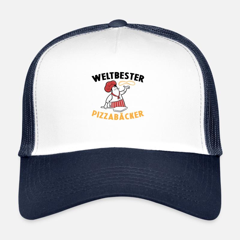 Weltbester Pizzabäcker Pizza Geschenkidee Kochen - Trucker Cap - Weiß/Navy