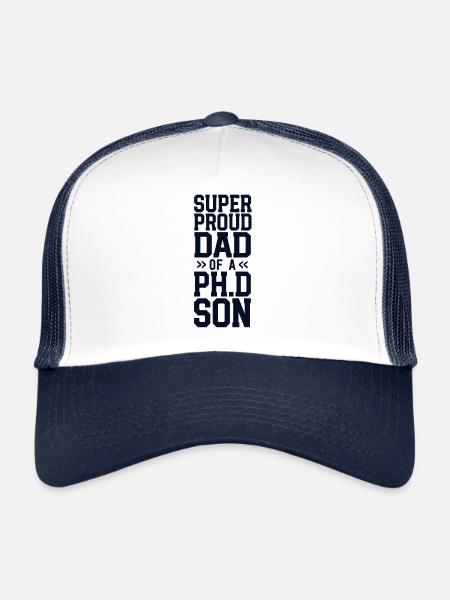 Fier papa Doctorat Diplôme Génial Ph.D. Fils - Casquette trucker - blanc/marine