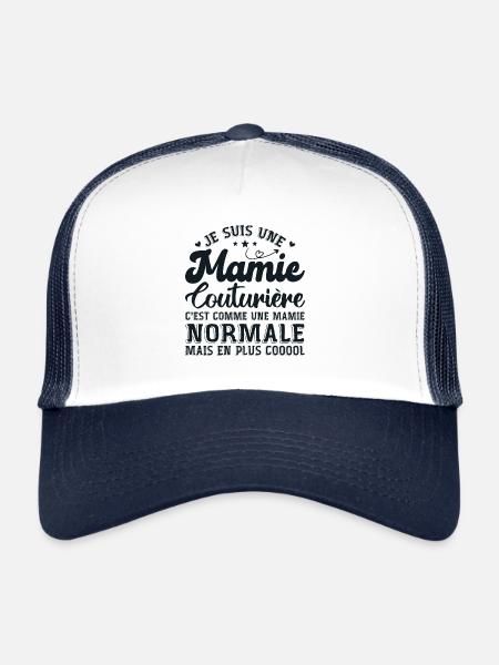 Mamie Couturière Humour Mamie Cadeau - Casquette trucker  - blanc/marine - Devant