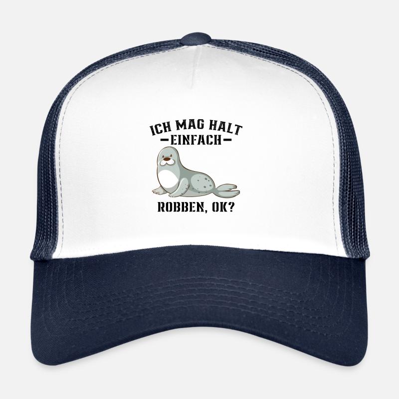 Robbe - Ich mag halt einfach Robben Ok? - Trucker Cap - Weiß/Navy
