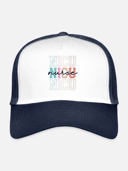 NICU Nurse Rainbow Neonatal Intensive Care Unit - Trucker Cap - white/navy - Front