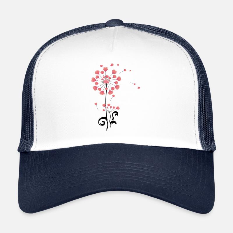 Eine Pusteblume Blume mit Liebesherzen und Hunde - Trucker Cap - Weiß/Navy