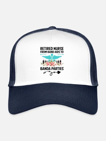 Grand-mère retraitée Pension Infirmière infirmière en soins infirmiers - Casquette trucker  - blanc/marine - Devant