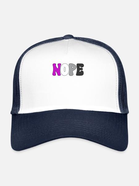 Nope Asexualité Mois de la fierté Ace Aromantique Aro - Casquette trucker  - blanc/marine - Devant