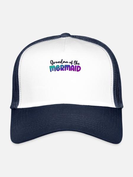 Grandma Of The Mermaid Girl Family Matching - Trucker Cap - white/navy - Front