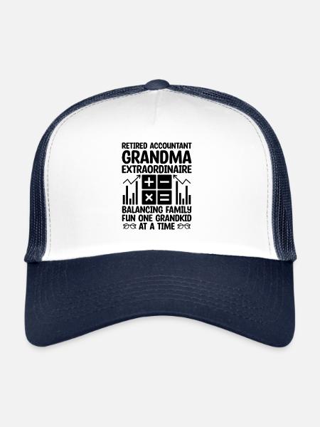 Grand-mère à la retraite Pensioner Comptable Banque - Casquette trucker  - blanc/marine - Devant