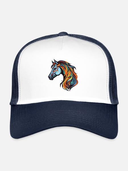 Horse Portrait - Trucker Cap - white/navy - Front