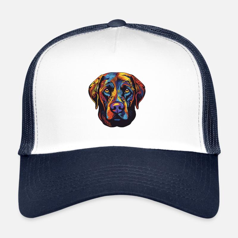 Labrador Hund Portrait - Trucker Cap - Weiß/Navy