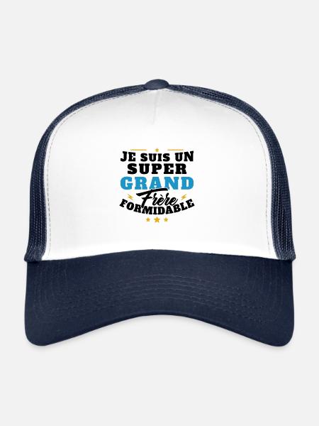 Je suis un Grand frère formidable cadeau - Casquette trucker  - blanc/marine - Devant