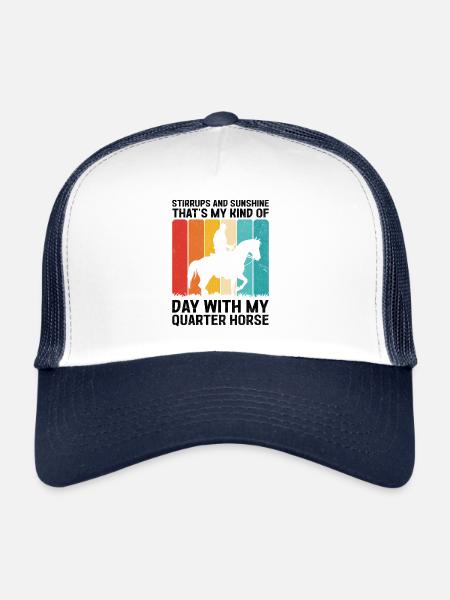 American Quarter Horse Equestrian Horse Lover Hors - Trucker Cap - white/navy - Front