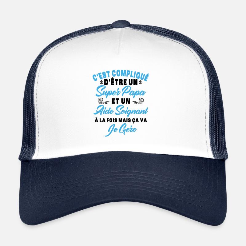 Un super papa et un aide soignant - Casquette trucker  - blanc/marine