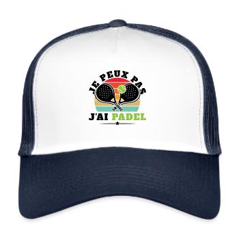 Je peux pas j'ai padel - Casquette trucker  - blanc/marine - Devant