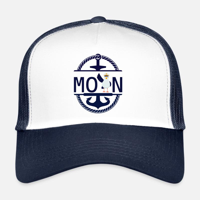 Moin Möwe und Schiff Anker - Trucker Cap - Weiß/Navy