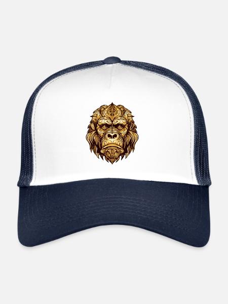 Gorilla Head Animal - Trucker Cap - white/navy - Front