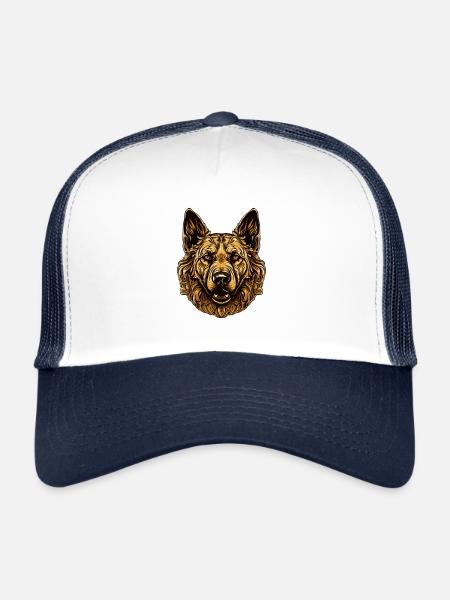 German Shepherd Dog Head Animal - Trucker Cap - white/navy - Front