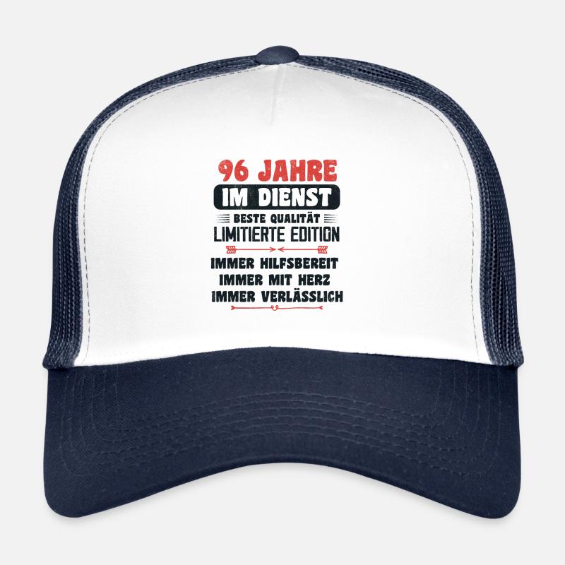 96 Jahre im Dienst 96 Jähriges Dienstjubiläum - Trucker Cap - Weiß/Navy