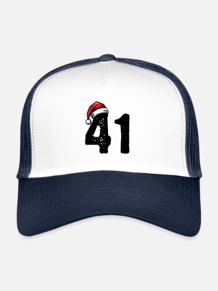 41 Zahl Weihnachten - Trucker Cap - Weiß/Navy - Vorne