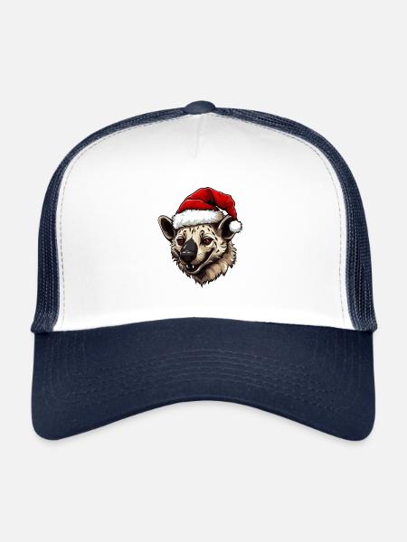 Hyena Head Christmas Portrait - Trucker Cap - white/navy - Front