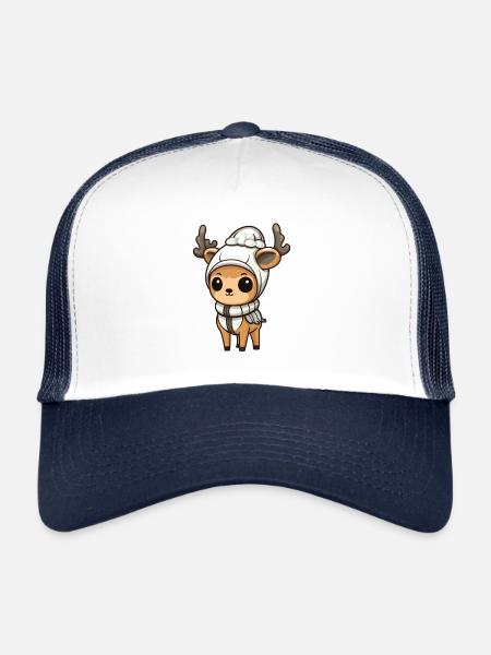 Deer Antlers Winter Animal Baby Comic - Trucker Cap - white/navy - Front