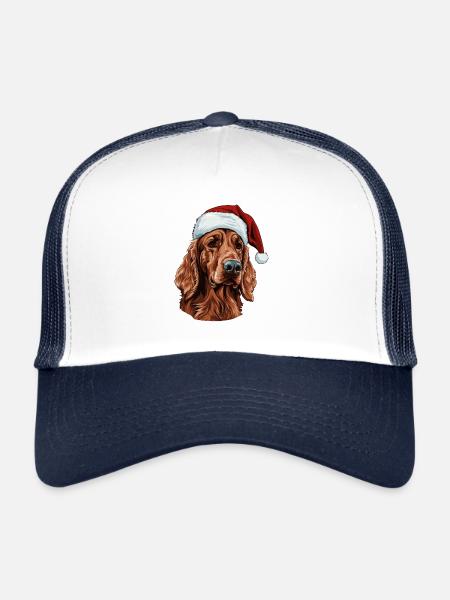 Irish Setter Dog Christmas Portrait Xmas - Trucker Cap - white/navy - Front