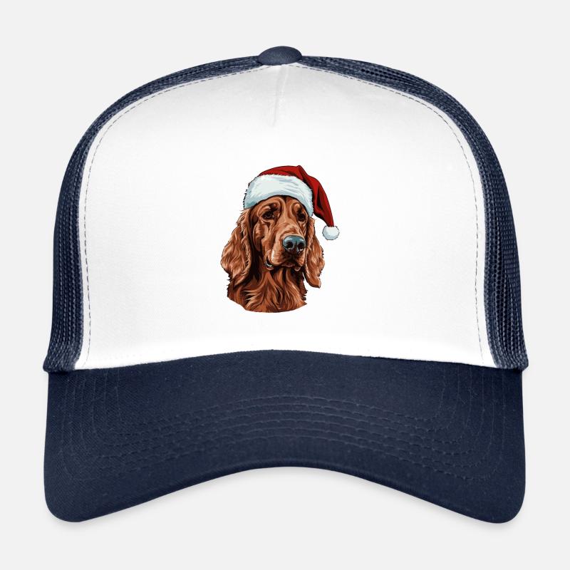 Irish Setter Dog Christmas Portrait Xmas Trucker Cap