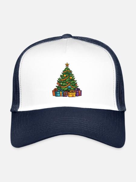 sapin sapin sapin de Noël sapin - Casquette trucker  - blanc/marine - Devant