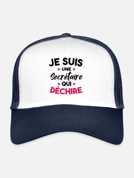 Je Suis Une Secrétaire Qui Déchire - Casquette trucker  - blanc/marine - Devant