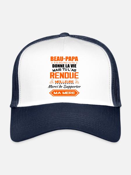 Beau Papa Cadeau - Meilleure Beau-Pére - Casquette trucker  - blanc/marine - Devant