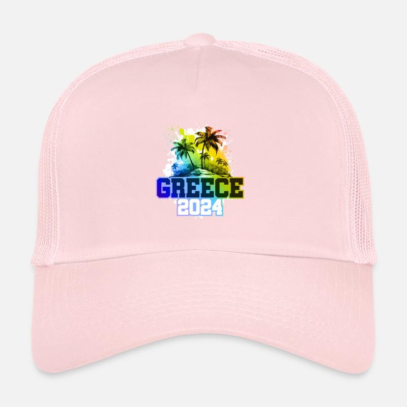 Greece 2024 Urlaub Palmen Bunt Trucker Cap