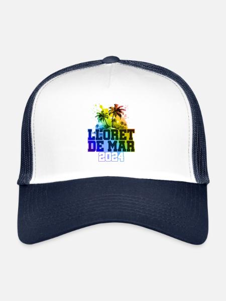 Lloret De Mar 2024 Holiday Palm Trees Colorful - Trucker Cap - white/navy - Front