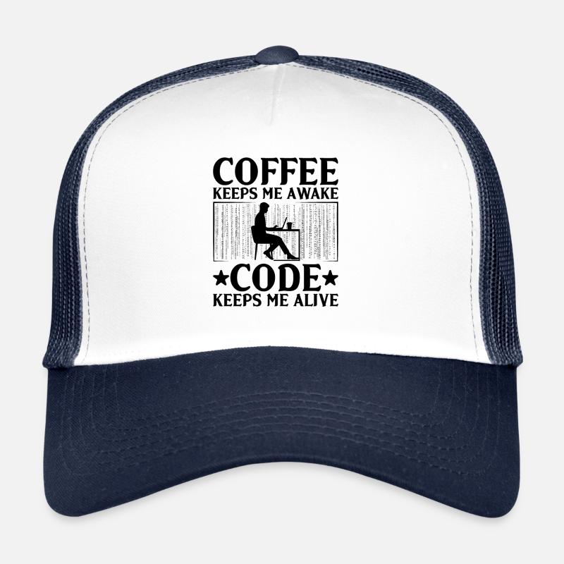 Café Codage Programmeur Codeur Développeur Nerd Coff Casquette trucker 