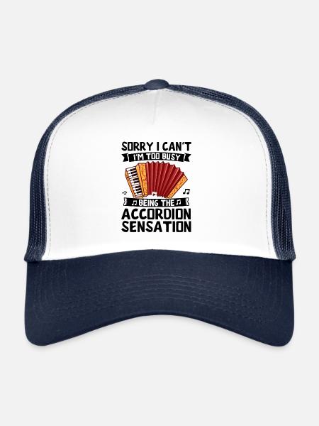 Sorry I Can't I'm Too Busy Being The Accordion Sen - Trucker Cap - white/navy - Front