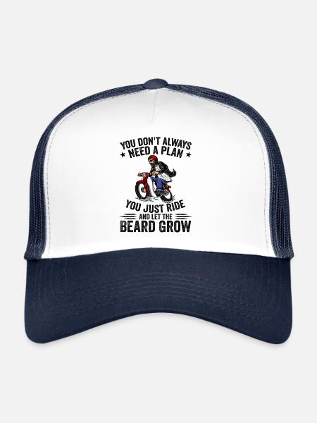 Motorcycle Beard Biker Full Beard Bike Rocker - Casquette trucker  - blanc/marine - Devant