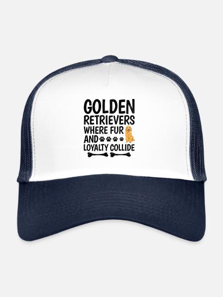 Golden Retrievers où la fourrure et la loyauté entrent en collision GR - Casquette trucker  - blanc/marine - Devant